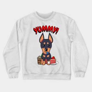 Cute guard dog is having coffee and cake Crewneck Sweatshirt